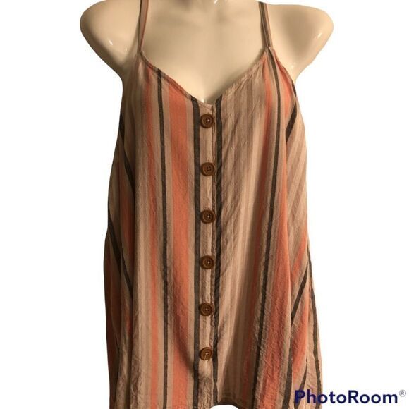 Torrid multi bold stripe cami adjustable straps faux button‎ front Size 1X - Picture 4 of 8
